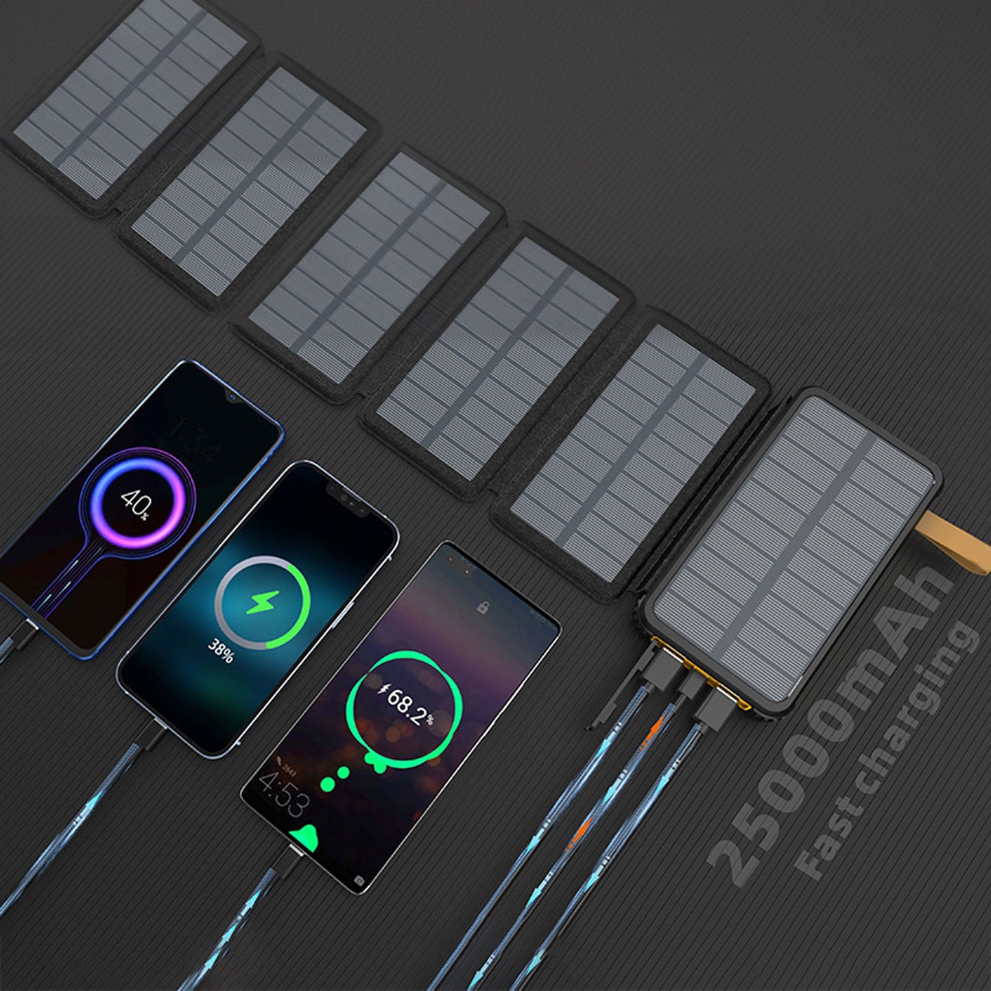 Ausverkauf: Solar Powerbank Extreme 2.0 - 6 faltbare Panels - USB-C Fast Charging Testsieger mit 25000mAh