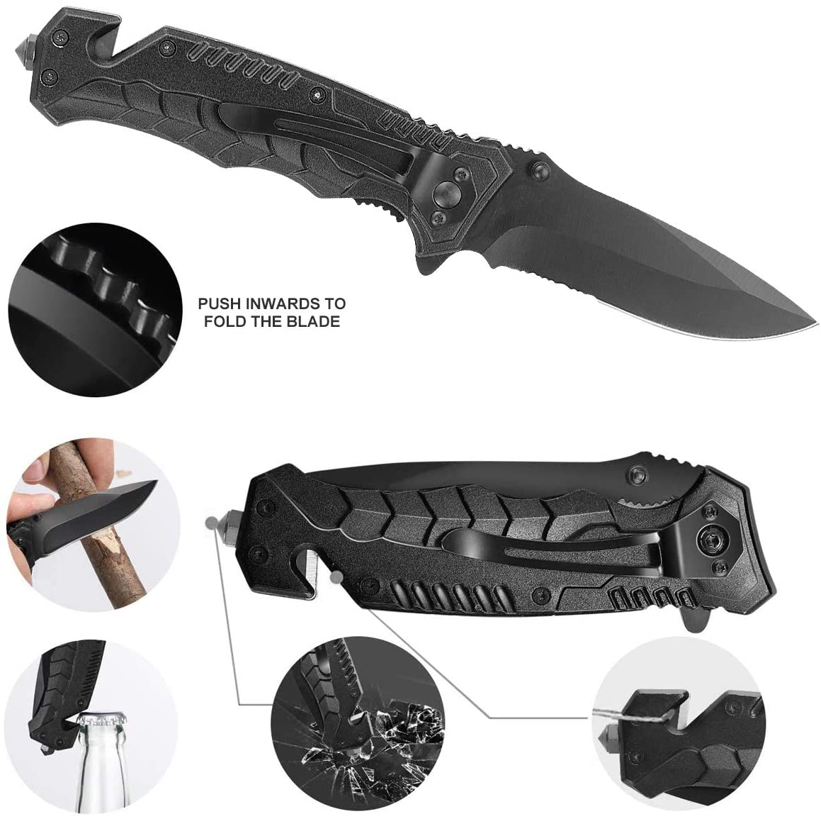 Överlevnadsset komplett - överlevnadsverktyg för utomhusbruk inklusive paracord, lampa, visselpipa, eldstål