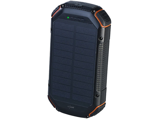 Ausverkauf: revolt Solar-Powerbank mit 20 Ah, Qi-kompatibel, USB-C, 15 W, SOS-Licht, IP54