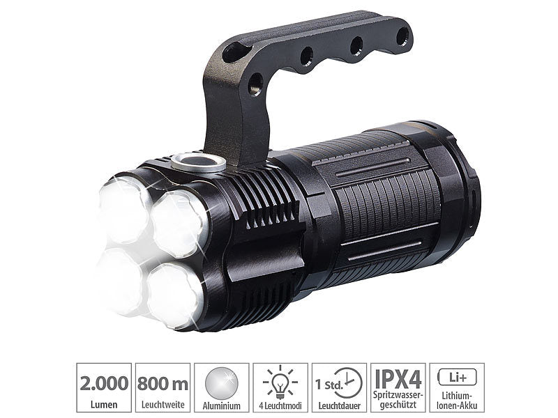 LED ficklampa/handlampa 2000 lumen