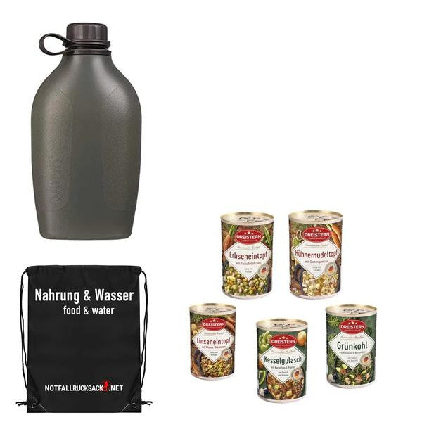 Survival pack ryggsäck fylld - inklusive mat, sömn, första hjälpen -
