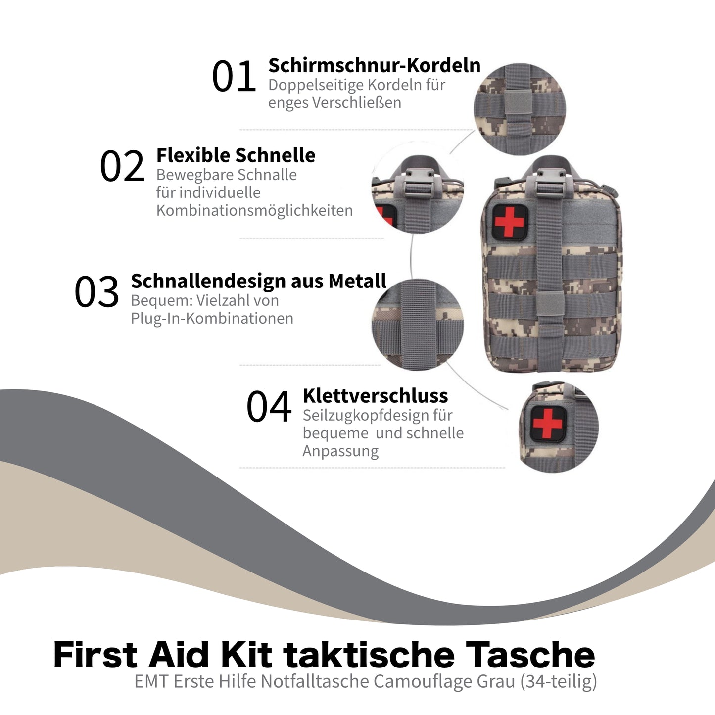 First Aid Kit - 34 delar - IFAK Kit - Emergency Set/Emergency Kit - First Aid Kit