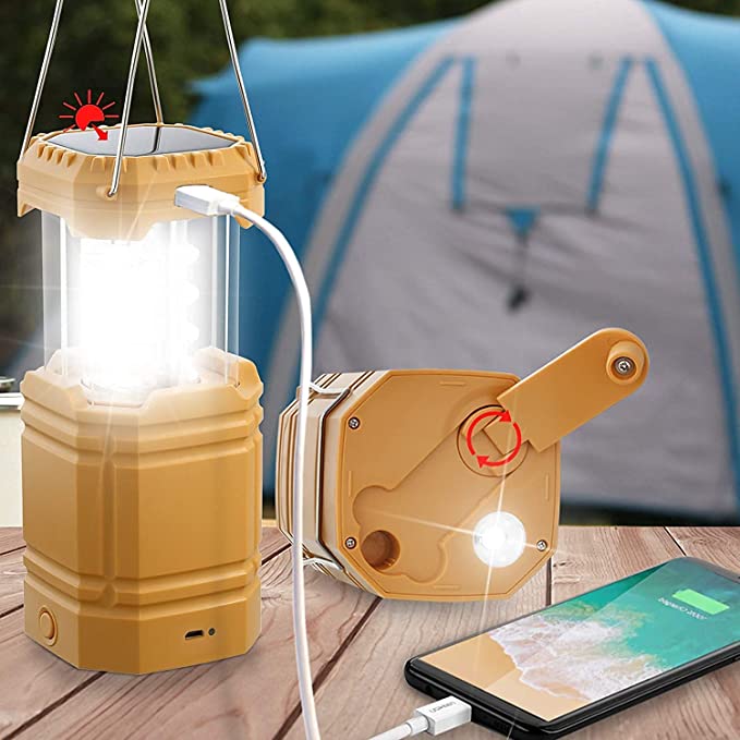 Solar Camping Handvev Lykta, Bärbar Ultra Bright LED-ficklampa, 30-35 timmars körtid, USB-laddare, 3000mAh Power Bank, Utomhus Elektronisk Lykta, Vandringsläsning, Nödsituation