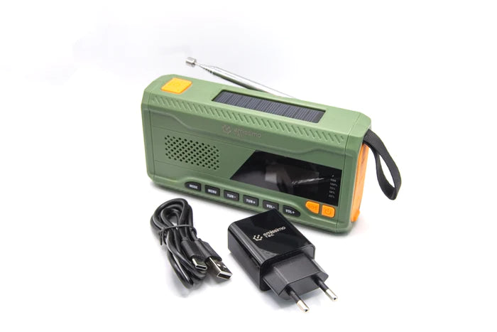 ACE mini nödradio med DAB+, vev och solenergi, powerbank, ficklampa och USB-C-anslutning