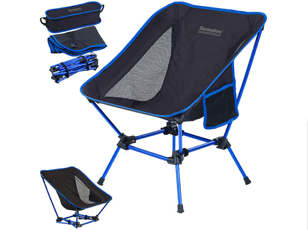 Campingstol - hopfällbar stol med 2 sitthöjder - lätt, upp till 120 kg