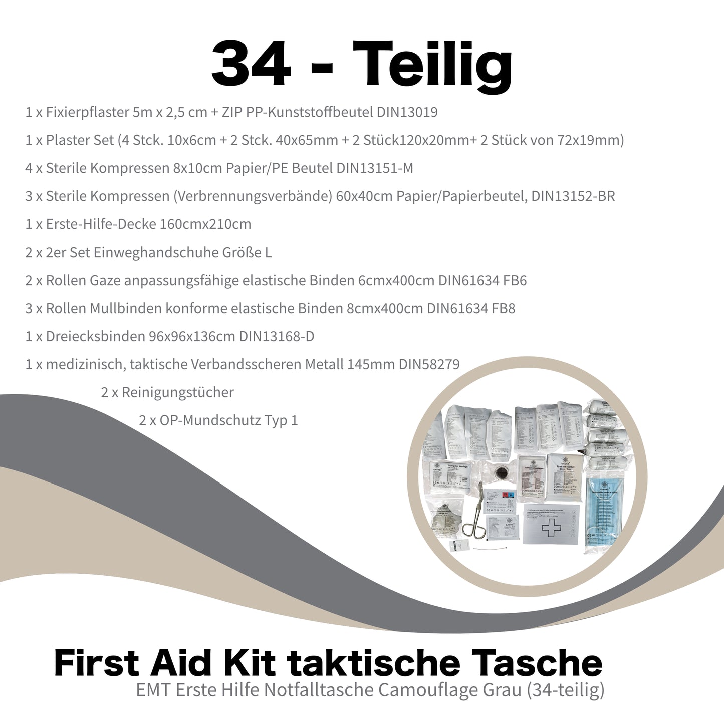 First Aid Kit - 34 delar - IFAK Kit - Emergency Set/Emergency Kit - First Aid Kit