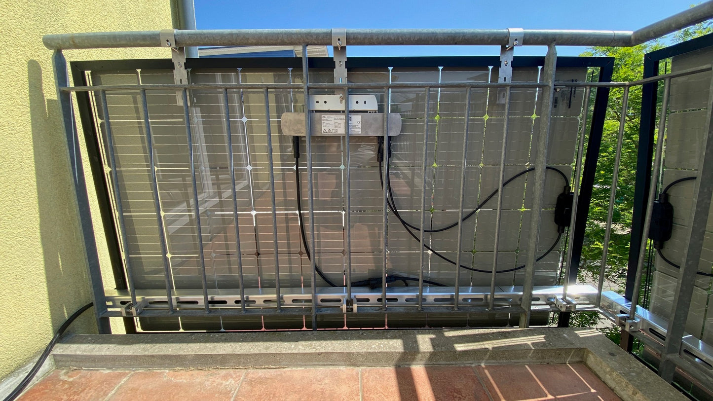 Balkongkraftverk 335wp komplett paket för balkongen (med rundstavar), solcellsklara system