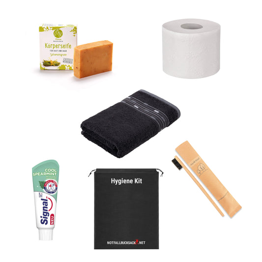 Hygiene Kit - Toalettpapper Handduk Tandborste Tandkräm Naturlig Tvål