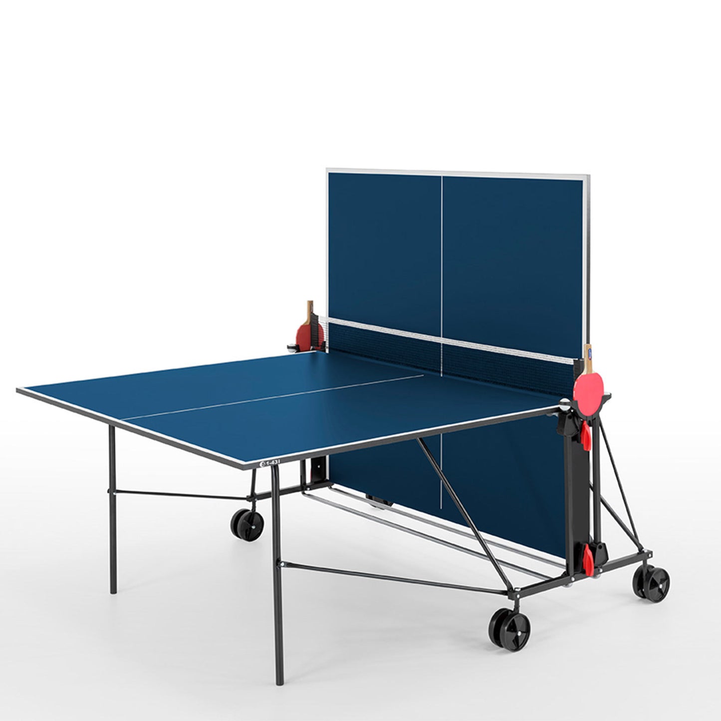 Premium bordtennisbordsturnering storlek blå med nät, hopfällbar 214.3010/L